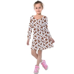 Animal Skin - Brown Cows Are Funny And Brown And White Kids  Long Sleeve Velvet Dress by DinzDas