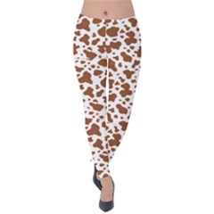 Animal Skin - Brown Cows Are Funny And Brown And White Velvet Leggings by DinzDas