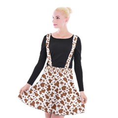 Animal Skin - Brown Cows Are Funny And Brown And White Suspender Skater Skirt by DinzDas