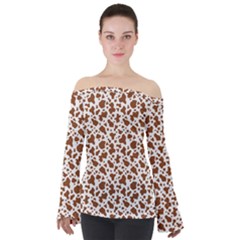 Animal Skin - Brown Cows Are Funny And Brown And White Off Shoulder Long Sleeve Top by DinzDas