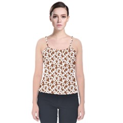 Animal Skin - Brown Cows Are Funny And Brown And White Velvet Spaghetti Strap Top by DinzDas