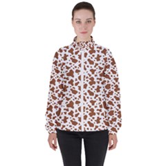 Animal Skin - Brown Cows Are Funny And Brown And White Women s High Neck Windbreaker by DinzDas