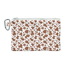 Animal Skin - Brown Cows Are Funny And Brown And White Canvas Cosmetic Bag (medium) by DinzDas