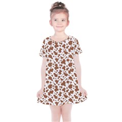 Animal Skin - Brown Cows Are Funny And Brown And White Kids  Simple Cotton Dress by DinzDas