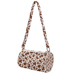 Animal Skin - Brown Cows Are Funny And Brown And White Mini Cylinder Bag by DinzDas