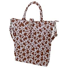 Animal Skin - Brown Cows Are Funny And Brown And White Buckle Top Tote Bag by DinzDas