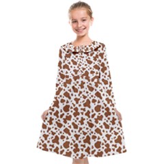 Animal Skin - Brown Cows Are Funny And Brown And White Kids  Midi Sailor Dress by DinzDas