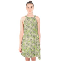 Camouflage Urban Style And Jungle Elite Fashion Halter Collar Waist Tie Chiffon Dress by DinzDas