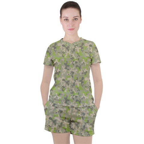 Camouflage Urban Style And Jungle Elite Fashion Women s Tee And Shorts Set by DinzDas