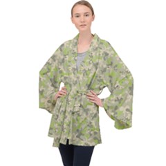 Camouflage Urban Style And Jungle Elite Fashion Long Sleeve Velvet Kimono  by DinzDas