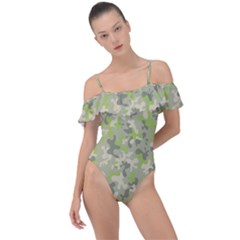 Camouflage Urban Style And Jungle Elite Fashion Frill Detail One Piece Swimsuit by DinzDas