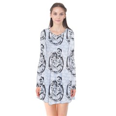 Monster Party - Hot Sexy Monster Demon With Ugly Little Monsters Long Sleeve V-neck Flare Dress by DinzDas