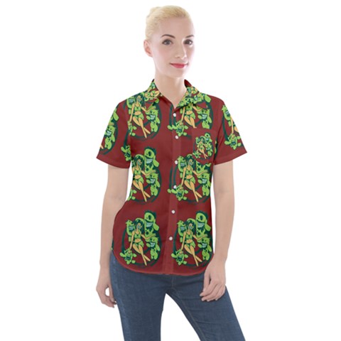 Monster Party - Hot Sexy Monster Demon With Ugly Little Monsters Women s Short Sleeve Pocket Shirt by DinzDas