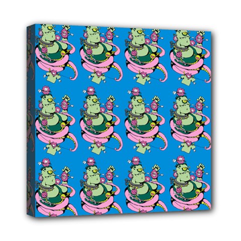 Monster And Cute Monsters Fight With Snake And Cyclops Mini Canvas 8  X 8  (stretched) by DinzDas