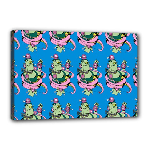 Monster And Cute Monsters Fight With Snake And Cyclops Canvas 18  X 12  (stretched) by DinzDas