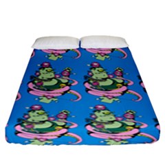 Monster And Cute Monsters Fight With Snake And Cyclops Fitted Sheet (king Size)