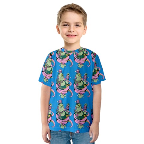 Monster And Cute Monsters Fight With Snake And Cyclops Kids  Sport Mesh Tee by DinzDas