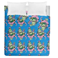 Monster And Cute Monsters Fight With Snake And Cyclops Duvet Cover Double Side (queen Size) by DinzDas