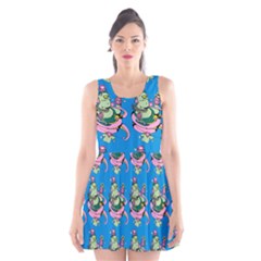 Monster And Cute Monsters Fight With Snake And Cyclops Scoop Neck Skater Dress by DinzDas