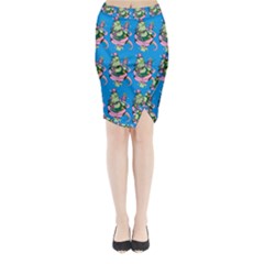 Monster And Cute Monsters Fight With Snake And Cyclops Midi Wrap Pencil Skirt by DinzDas