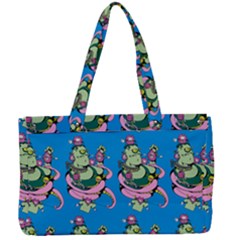 Monster And Cute Monsters Fight With Snake And Cyclops Canvas Work Bag by DinzDas