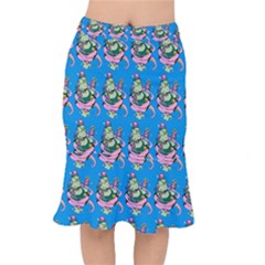 Monster And Cute Monsters Fight With Snake And Cyclops Short Mermaid Skirt by DinzDas