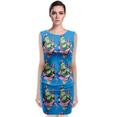 Monster And Cute Monsters Fight With Snake And Cyclops Sleeveless Velvet Midi Dress by DinzDas