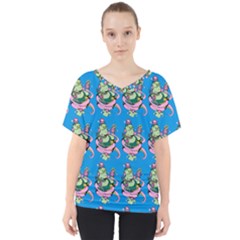 Monster And Cute Monsters Fight With Snake And Cyclops V-neck Dolman Drape Top by DinzDas