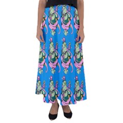 Monster And Cute Monsters Fight With Snake And Cyclops Flared Maxi Skirt by DinzDas