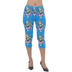 Monster And Cute Monsters Fight With Snake And Cyclops Lightweight Velour Capri Leggings  by DinzDas