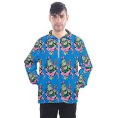 Monster And Cute Monsters Fight With Snake And Cyclops Men s Half Zip Pullover