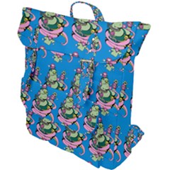 Monster And Cute Monsters Fight With Snake And Cyclops Buckle Up Backpack by DinzDas