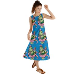 Monster And Cute Monsters Fight With Snake And Cyclops Summer Maxi Dress by DinzDas