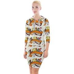 Love And Flowers And Peace Fo All Hippies Quarter Sleeve Hood Bodycon Dress by DinzDas