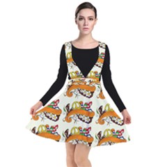 Love And Flowers And Peace Fo All Hippies Plunge Pinafore Dress by DinzDas