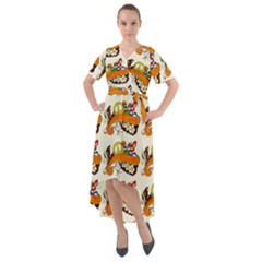 Love And Flowers And Peace Fo All Hippies Front Wrap High Low Dress by DinzDas