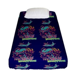 Jaw Dropping Horror Hippie Skull Fitted Sheet (single Size) by DinzDas