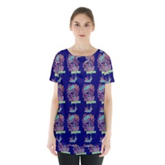 Jaw Dropping Horror Hippie Skull Skirt Hem Sports Top by DinzDas