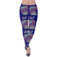 Jaw Dropping Horror Hippie Skull Velvet Leggings by DinzDas