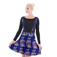 Jaw Dropping Horror Hippie Skull Suspender Skater Skirt by DinzDas