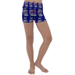 Jaw Dropping Horror Hippie Skull Kids  Lightweight Velour Yoga Shorts by DinzDas