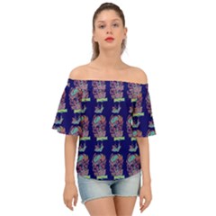 Jaw Dropping Horror Hippie Skull Off Shoulder Short Sleeve Top by DinzDas