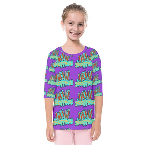 Jaw Dropping Comic Big Bang Poof Kids  Quarter Sleeve Raglan Tee by DinzDas