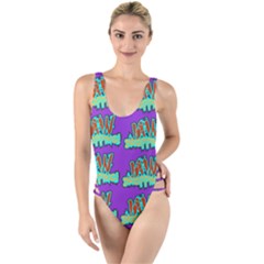 Jaw Dropping Comic Big Bang Poof High Leg Strappy Swimsuit by DinzDas
