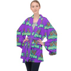 Jaw Dropping Comic Big Bang Poof Long Sleeve Velvet Kimono  by DinzDas