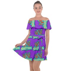 Jaw Dropping Comic Big Bang Poof Off Shoulder Velour Dress by DinzDas