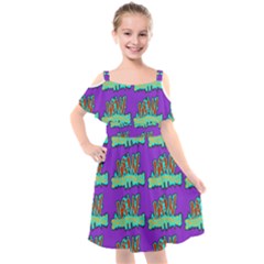 Jaw Dropping Comic Big Bang Poof Kids  Cut Out Shoulders Chiffon Dress by DinzDas