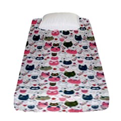 Adorable Seamless Cat Head Pattern01 Fitted Sheet (single Size) by TastefulDesigns