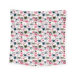 Adorable Seamless Cat Head Pattern01 Square Tapestry (small) by TastefulDesigns