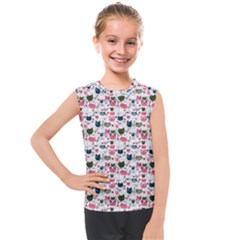 Adorable Seamless Cat Head Pattern01 Kids  Mesh Tank Top by TastefulDesigns